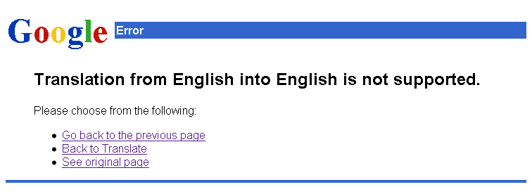 Translation from English into English isn't supported