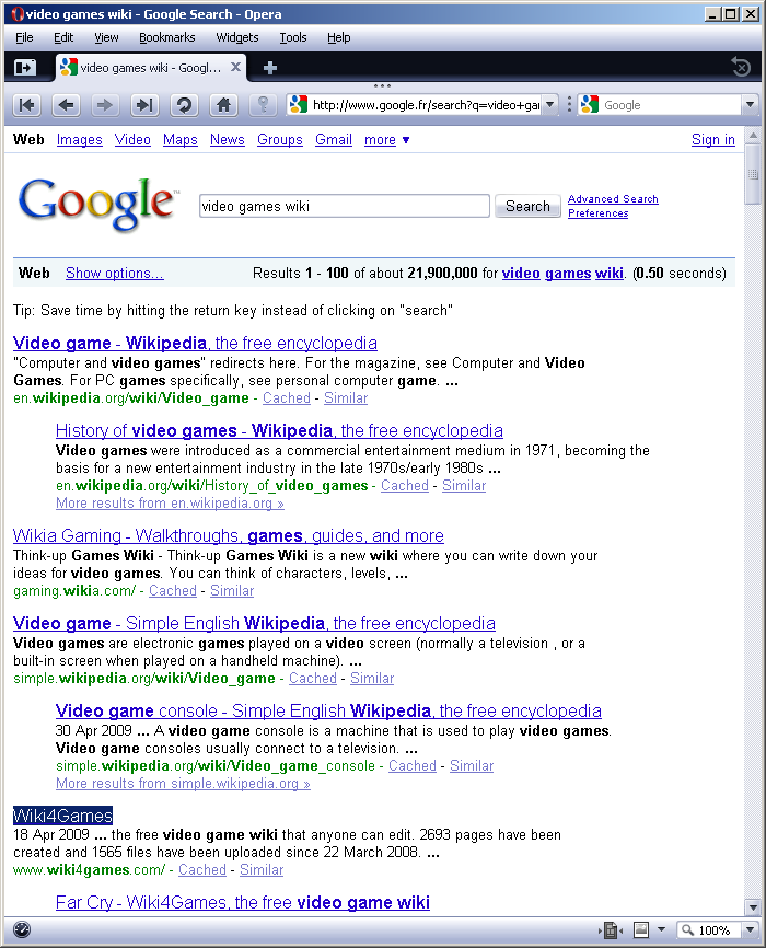 Wiki4Games 4th website on the video games wiki keyword