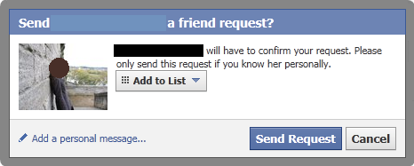 Adding a clean user as friend in Facebook