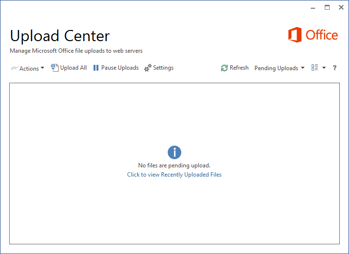 The MS Office Upload Center, not doing anything