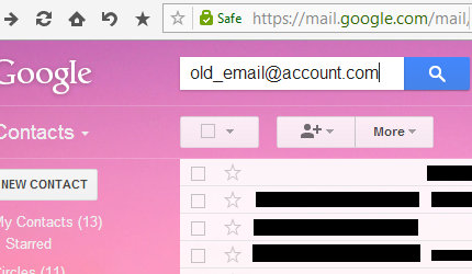Search box from contact section is the same as from e-mail section, but will search for contacts rather than e-mails