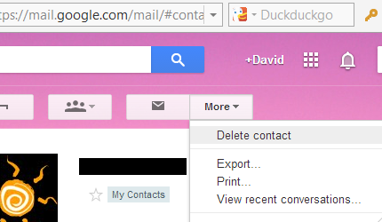 Select the More menu in the contact card, and delete