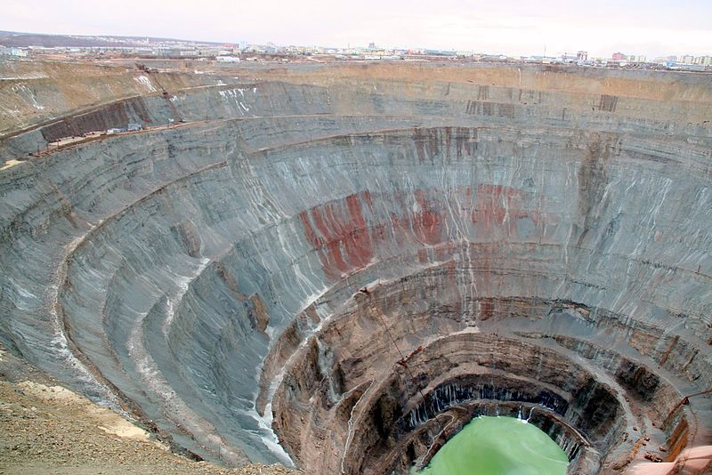 The Mir mine, an open pit diamond mine in Siberia